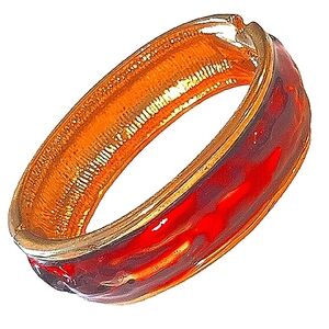 Red And Gold Hinged Bracelet Vintage 1990's